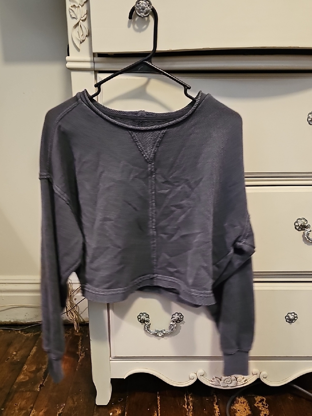 aerie Cropped Pullover Long Sleeve - Stone Gray